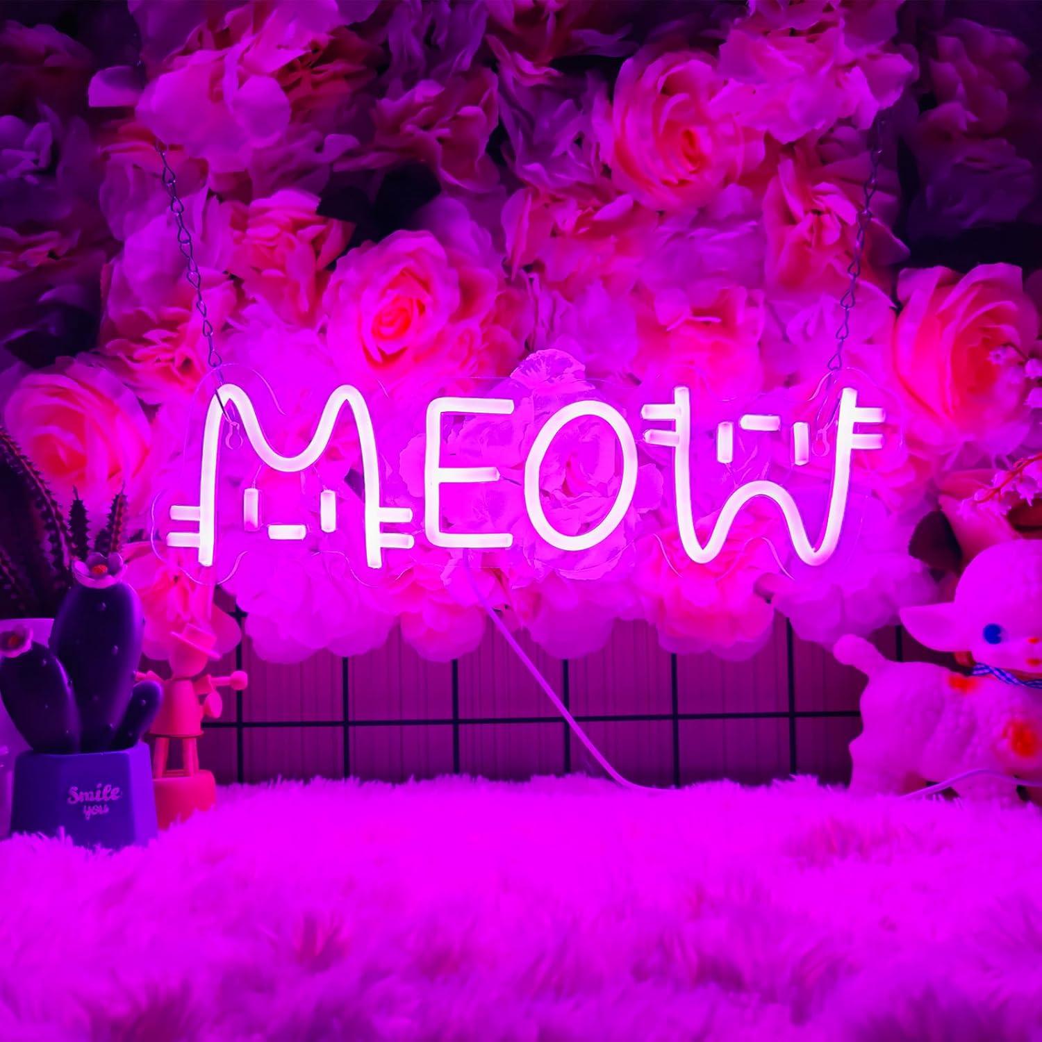 Restaurant Lighting Decoration - Meow Neon Sign Cat USB Powered