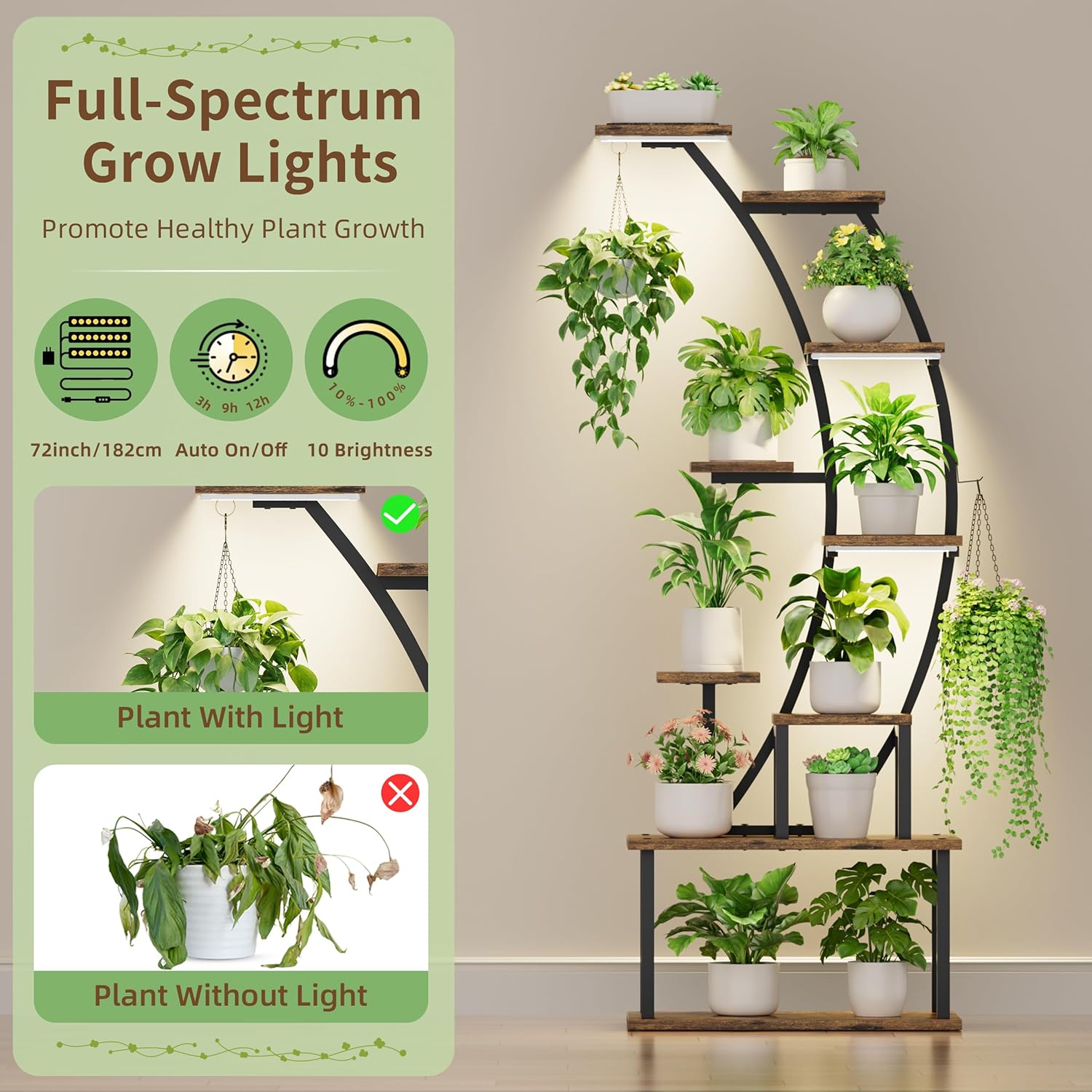 Indoor Plant Stand with Grow L - Lighting Decoration Stand review and price