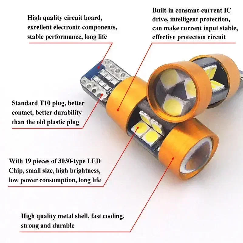 2Pcs Car T10 12V LED Signal Li - Orange Lighting Decor review and price