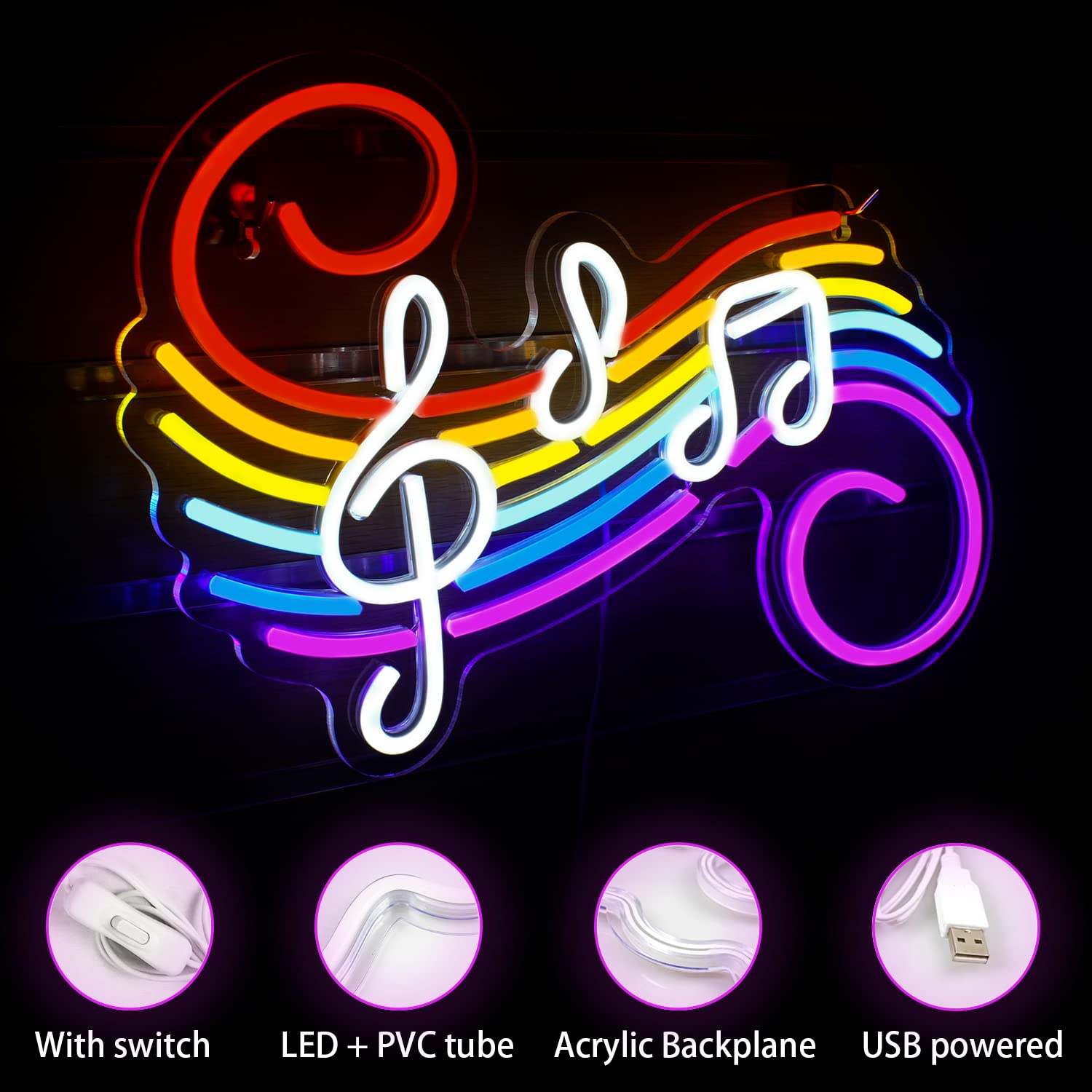 Music Notes Neon Sign Customiz - Lighting Decor Wedding review and price
