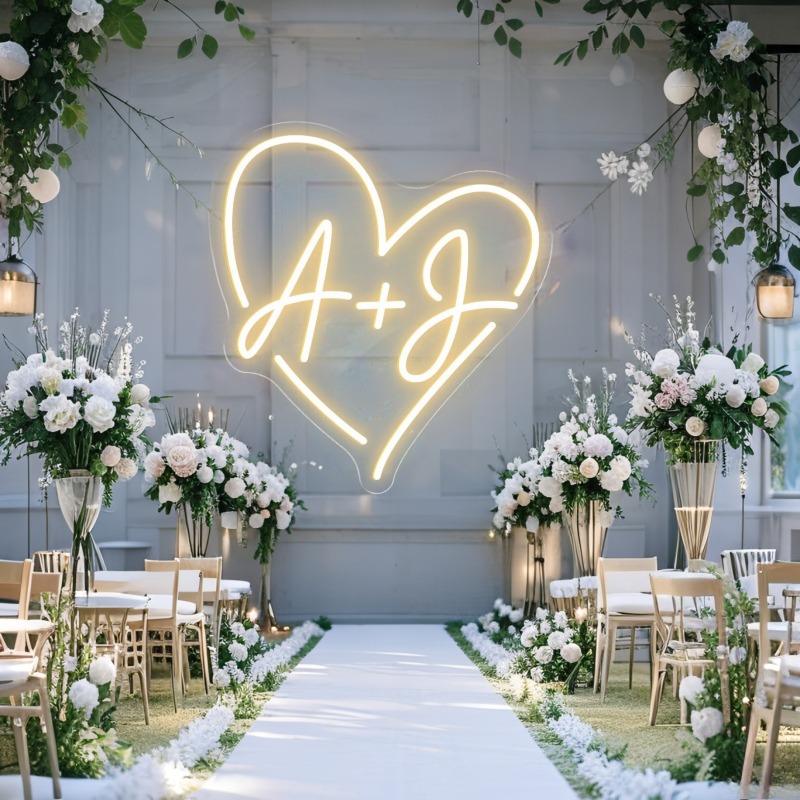 Custom Initials Heart LED Neon - Lighting Decor Wedding review and price