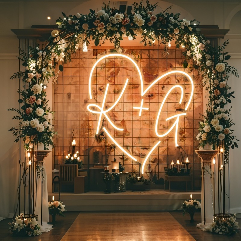 Custom Initials Heart LED Neon - Lighting Decor Wedding review and price