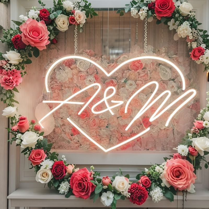 Custom Initials Heart LED Neon - Lighting Decor Wedding review and price