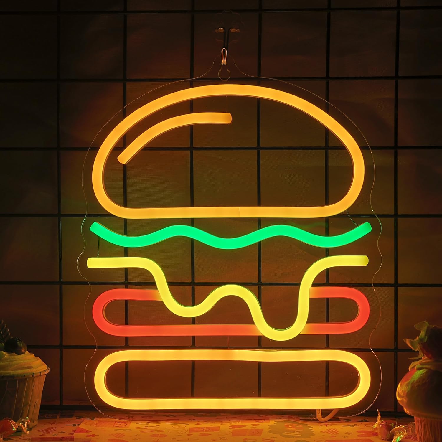 Burger Neon Sign with Layered  - Lighting Home Decor Ideas review and price