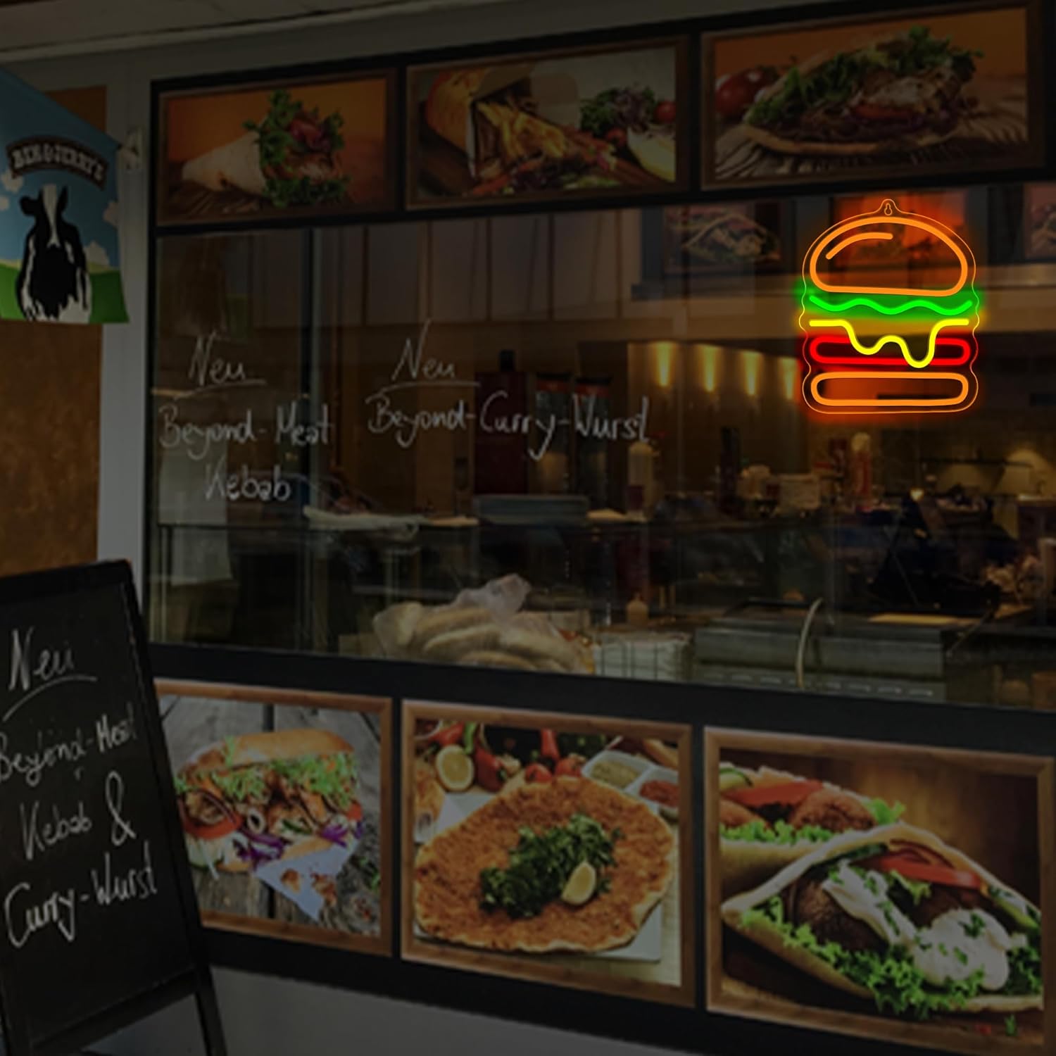 Burger Neon Sign with Layered  - Lighting Home Decor Ideas review and price