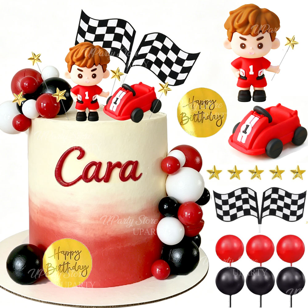 Red Racing Car Cake Toppers Re - Lighting Mcqueen Birthday Decor review and price