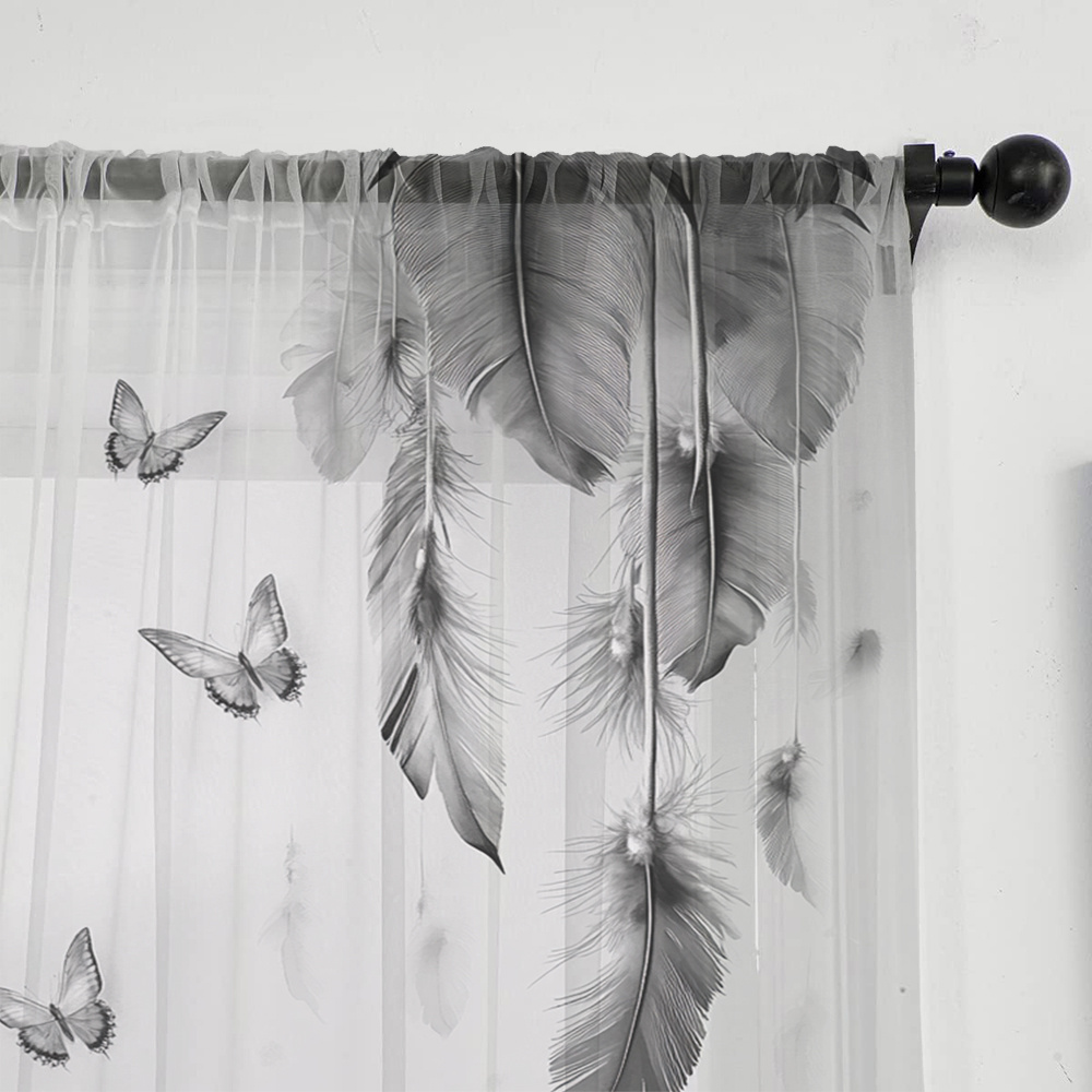 2PCS Digital Print Sheer Curta - Office Lighting Decor review and price