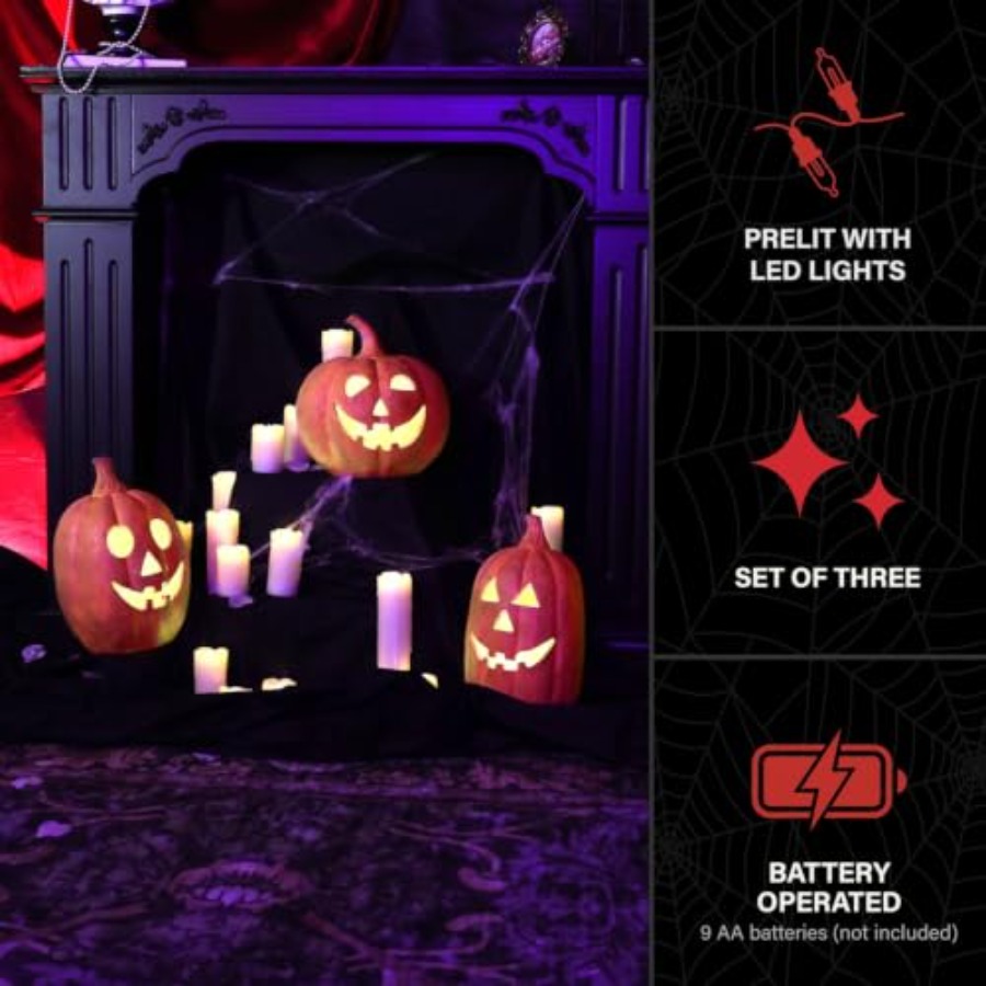 3-Piece Spooky Lighted LED Jac - Orange Lighting Decor review and price