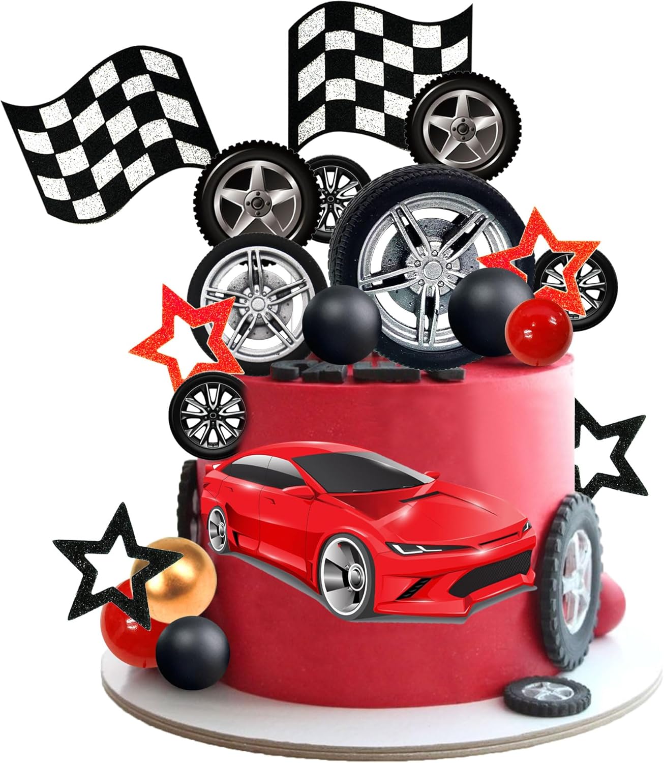 27 PCS Racing Wheel Cake Toppe - Lighting Mcqueen Birthday Decor review and price