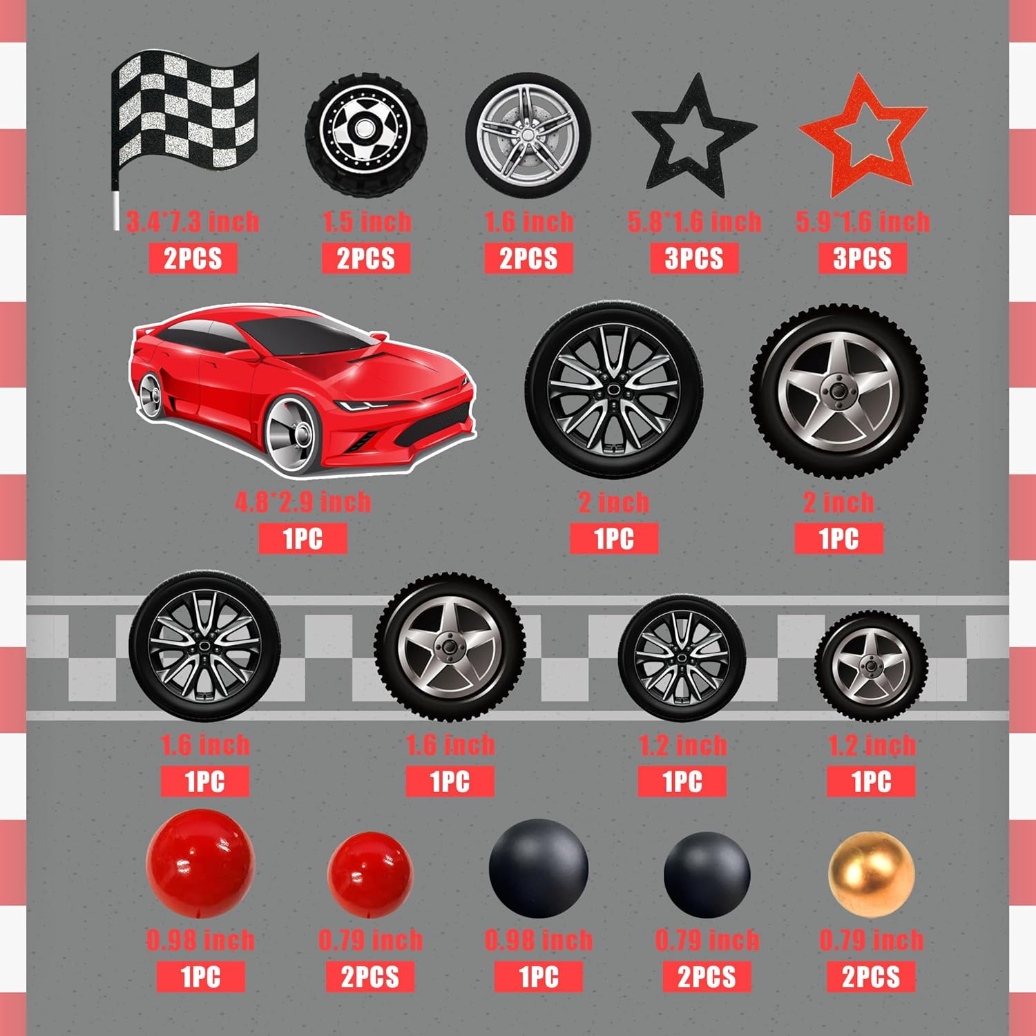 27 PCS Racing Wheel Cake Toppe - Lighting Mcqueen Birthday Decor review and price