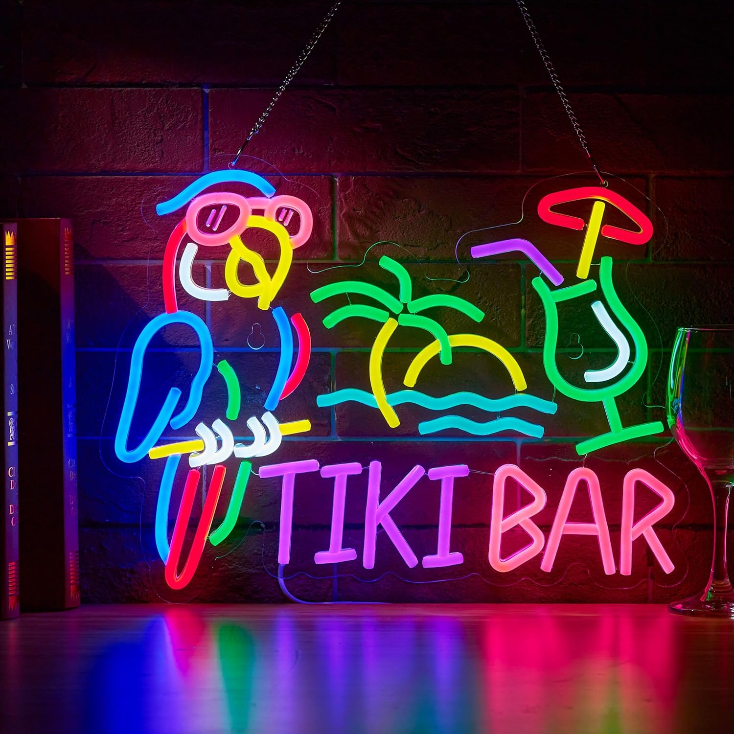 Tiki Bar Parrot Palm Tree Neon - Restaurant Lighting Decoration review and price