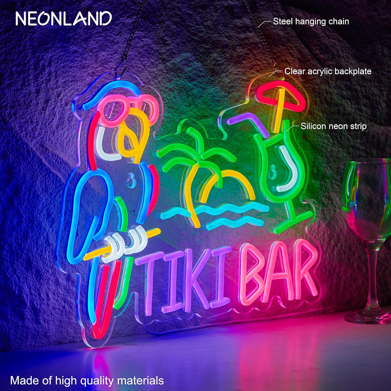 Tiki Bar Parrot Palm Tree Neon - Restaurant Lighting Decoration review and price