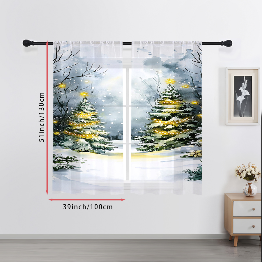 2PCS Sheer Curtains Watercolor - Office Lighting Decor review and price