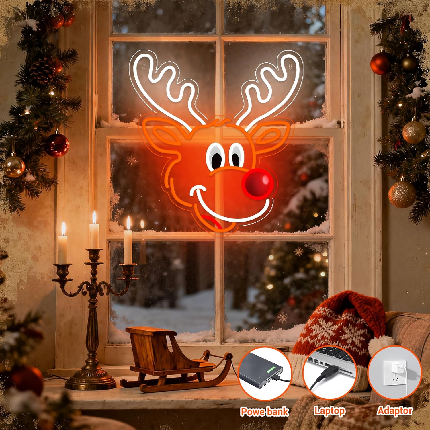 Cute Christmas Reindeer Neon S - Lighting Home Decor Ideas review and price