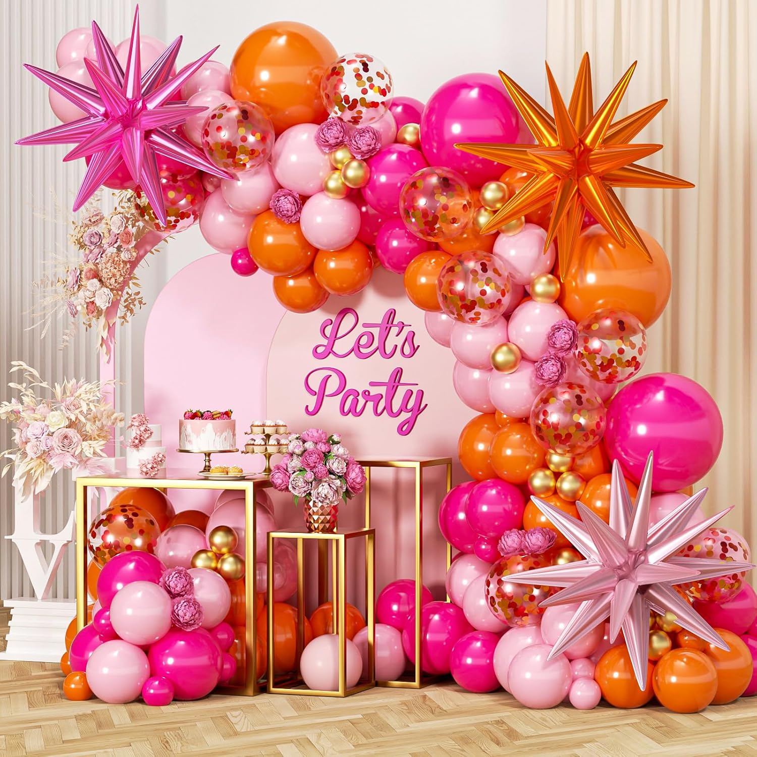 89Pcs  Hot Pink Orange Metalli - Orange Lighting Decor review and price