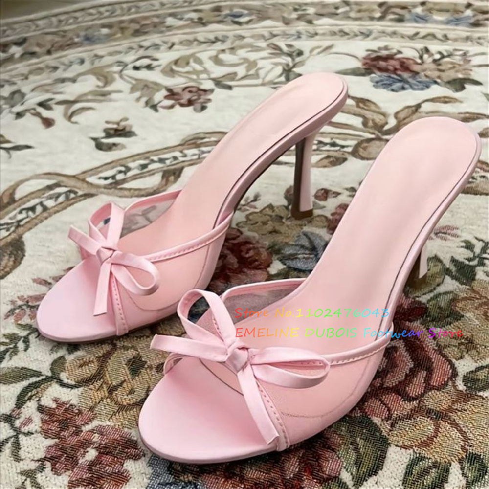 Mesh Bow Decor High Heel Mules - Up Lighting Decor review and price